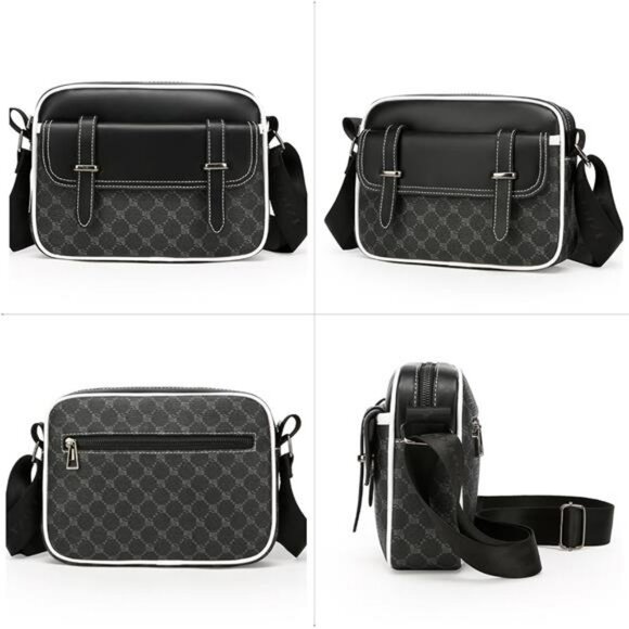 Mens Crossbody Bag PU Leather Shoulder Messenger Bag Travel Work Daily Purse - Picture 5 of 7